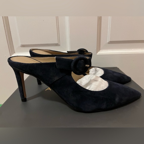 Ann Taylor Shoes - Ann Taylor Blue Suede Backless Shoes, Size 9M